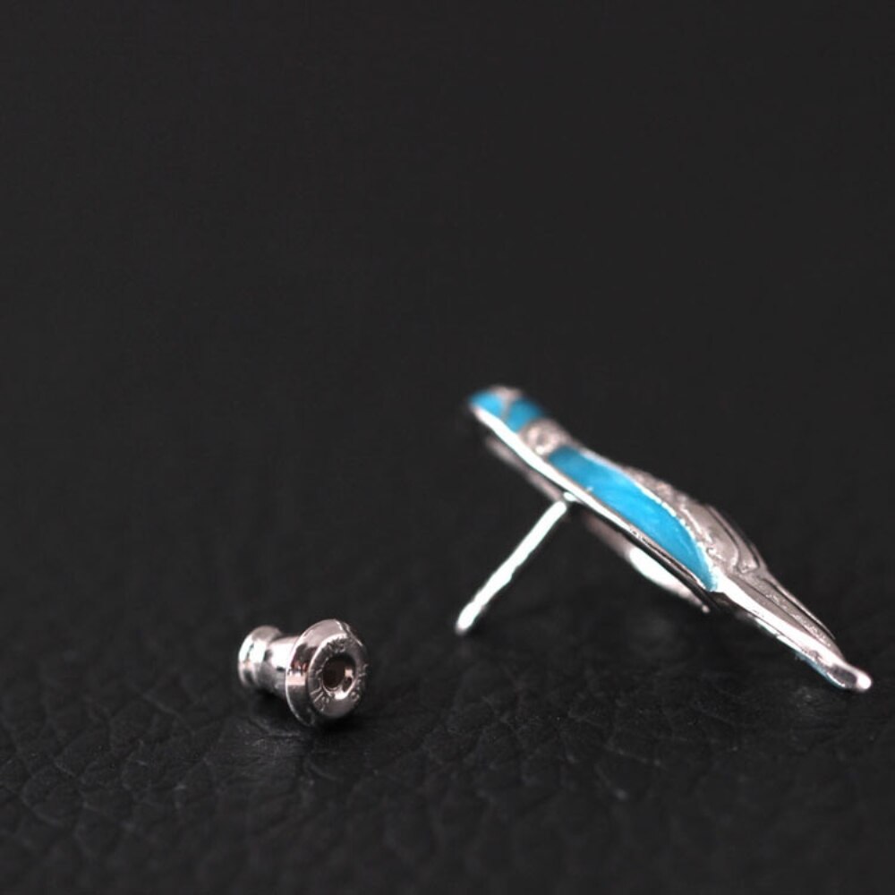 Sterling Silber 925 Farbige Blau Vogel Brosche Weibliche Kleine Ebene Eisvogel Stift zur Seite fahren Verschönerung Zubehör Broschen