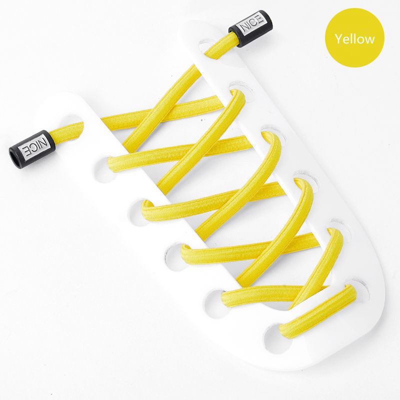 Joli verrouillage lacets sans attaches lacets élastiques baskets enfants adultes lacets de chaussures rapides bandes de caoutchouc rondes sans cravate chaussures: YELLOW