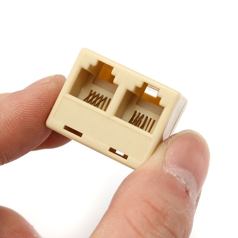 1 to 2 hun  rj11 telefon telefonstik line y splitter adapter stik beige best