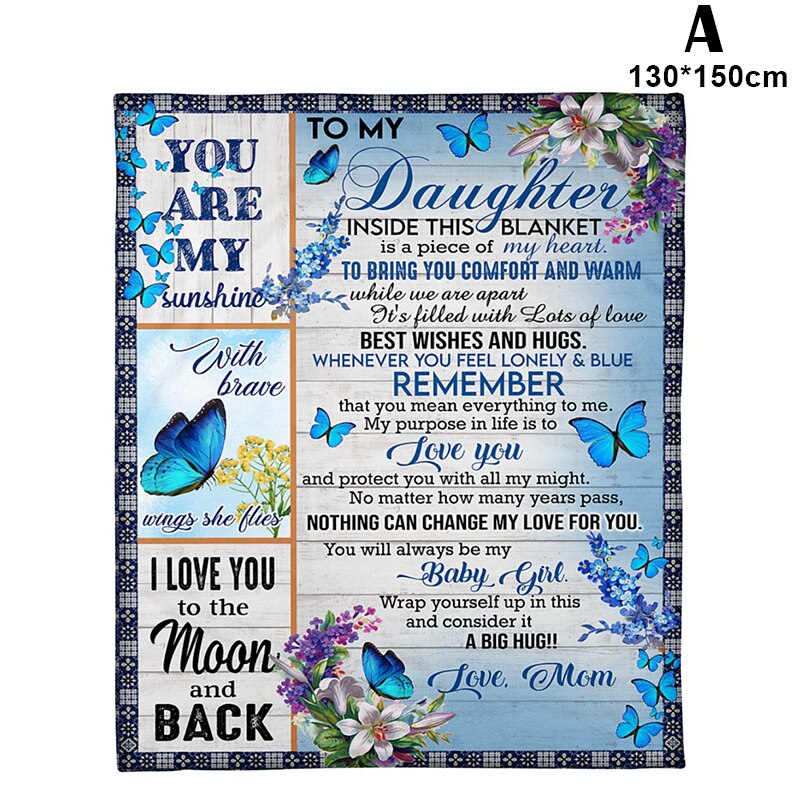 Fleece deken voor mijn dochter ik hou van je flanellen deken digitaal bedrukt brief envelop vierkante deken clh@ 8: A