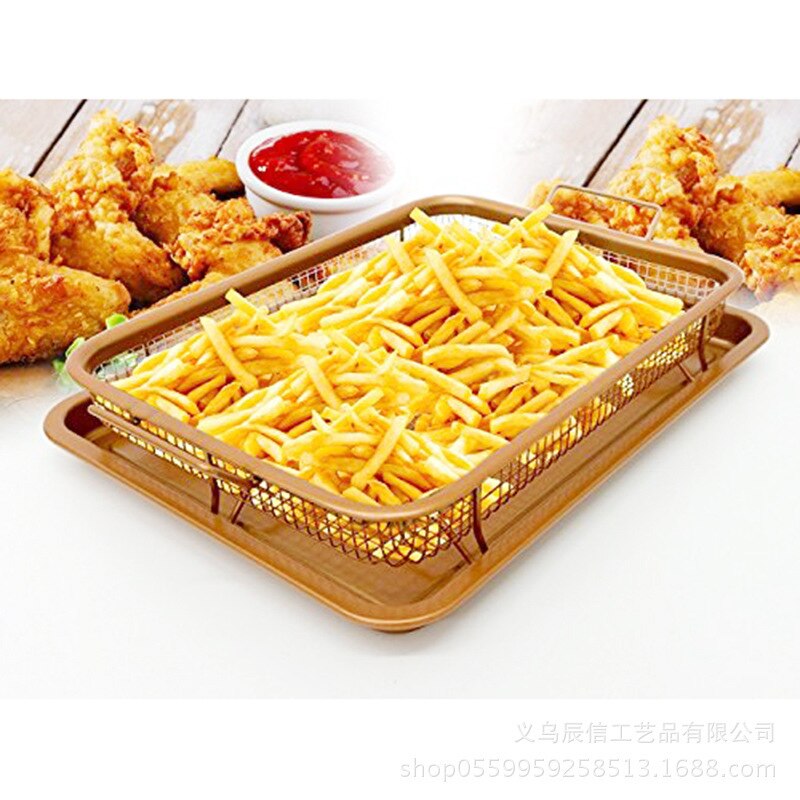 Copper Crispy Tray Durable Mesh Basket Oil Filter Tray Kitchen Safety Tray Fried Food Drainage Tray