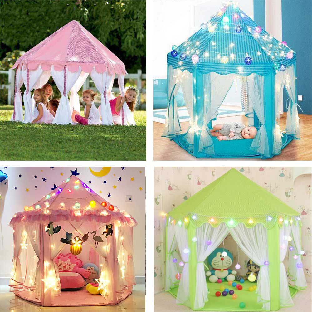 Children's Tent Play Tent Outdoor Indoor Garden Folding Playing Lodge Kids Balls Pool Playhouse Princess Girl's Dreamful Castle