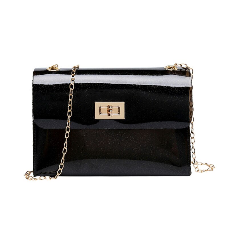 Vrouwen snoepkleurige transparante pvc doorzichtige crossbody jelly bag handtas schoudertas portemonnee zwart wit tas