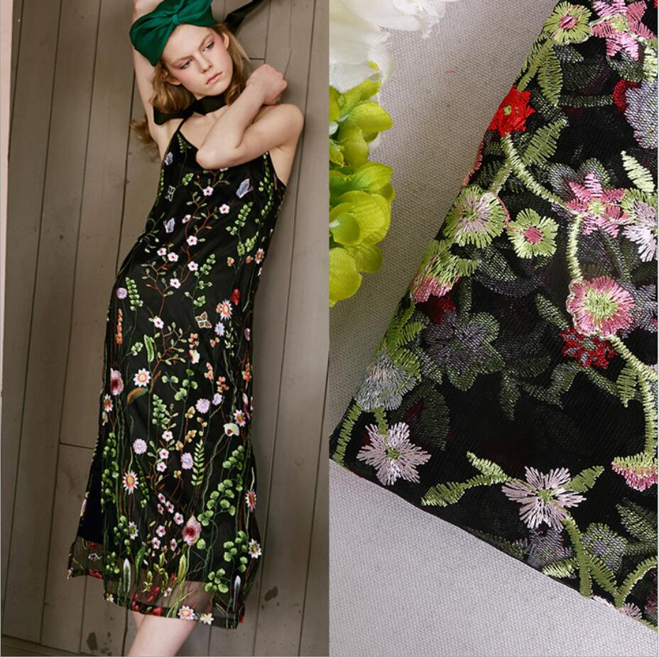 Flower Embroidered Net Yarn Fabric African Wedding Tulle Floral Lace Fabric Diy Craft Patchwork By Yard