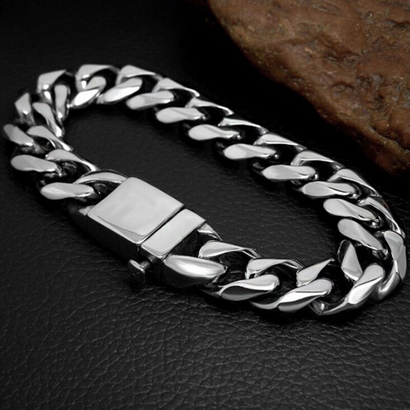 Polished 316L Stainless Steel Hand Chain Link Mens Bracelet Male Jewelry Classic Casting Process Bracelets Bangles Armband