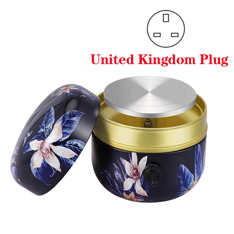 Mini Drawing Machine Electric Pottery Wheel Machine Small Pottery Forming Machine with Tray for DIY Ceramic Work Clay Craft: Flower British plug