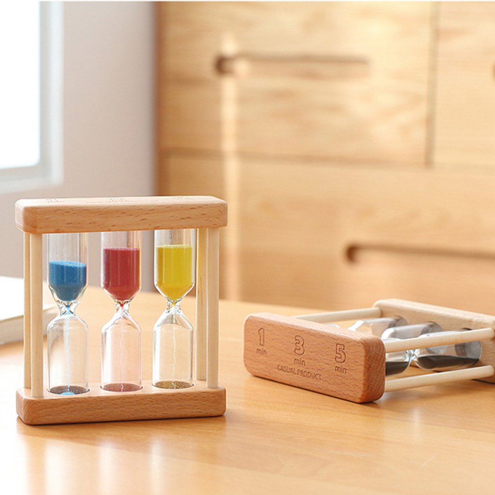 1/3/5 Minuut Houten Zand Glas Zandloper Timer Klok Home Decor Voor Childern Eenvoudige Stijl