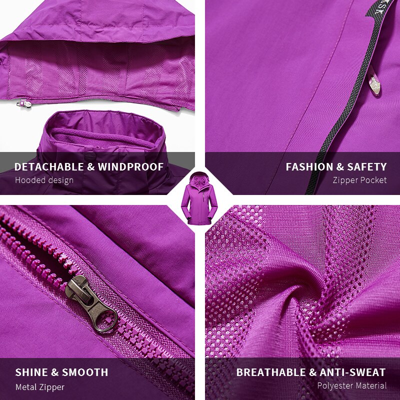 Lxiao Twee Stuk Softshell Jas Vrouwen Winterjas Vrouwen Outdoor Waterdichte Jas Dikke Fleece Jassen Wandelen Vrouwelijke Jassen