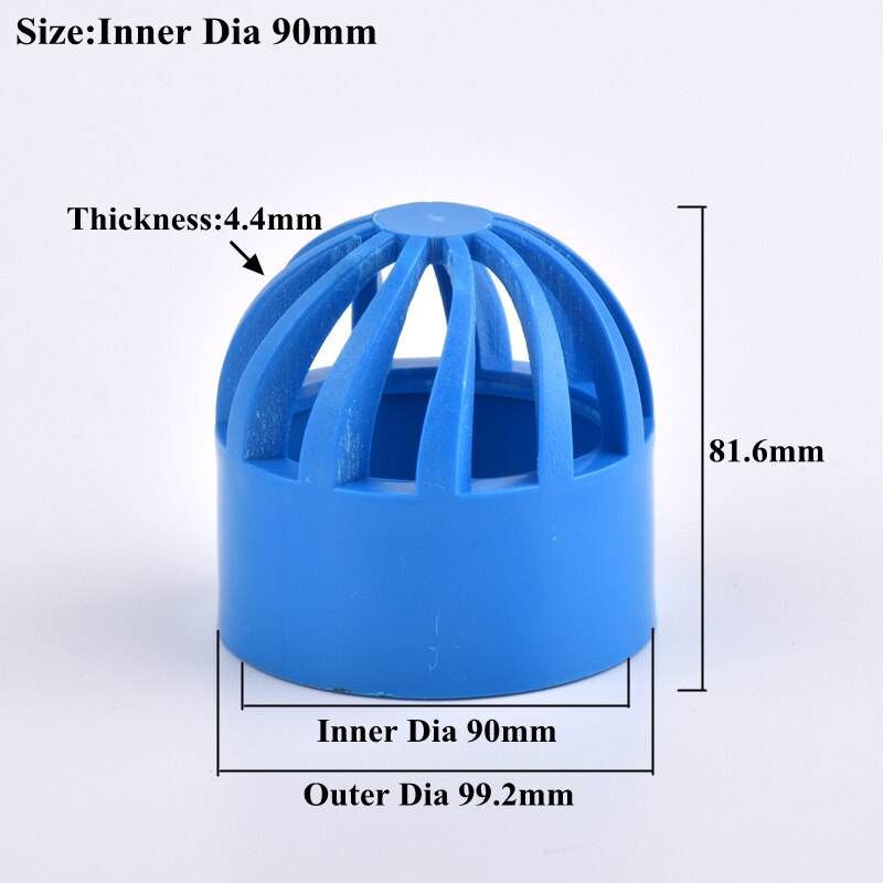 1~3Pcs 20~110mm PVC Breathable Cap Aquarium Fish Tank Permeable Screen Round Air Duct Vent Cover Water Pipe Connector Fittings: Inner Dia 90mm / 3Pcs