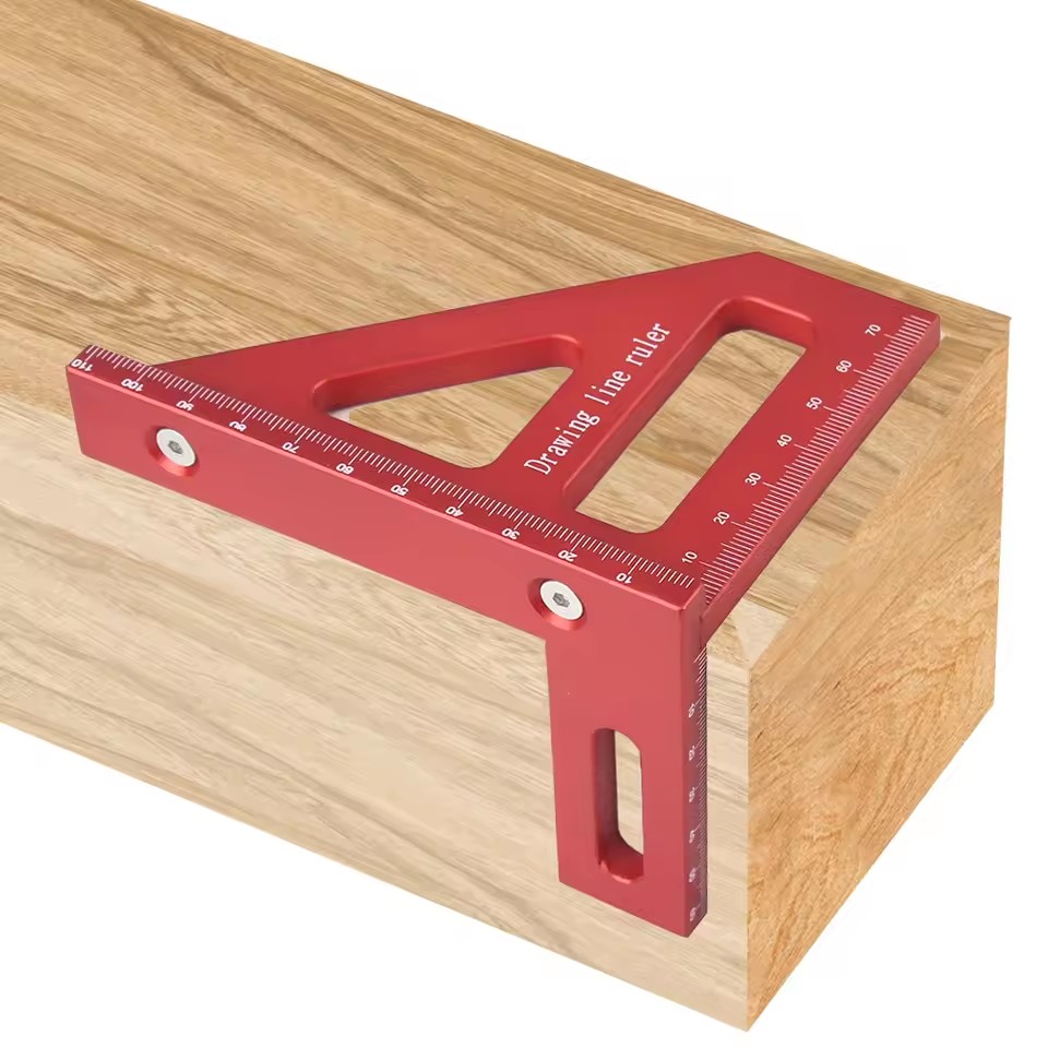 Precisie kunststof verstekdriehoeksliniaal 45 ° /90 ° Houtbewerking vierkante gradenboog 3D multifunctionele meetinstrumenten