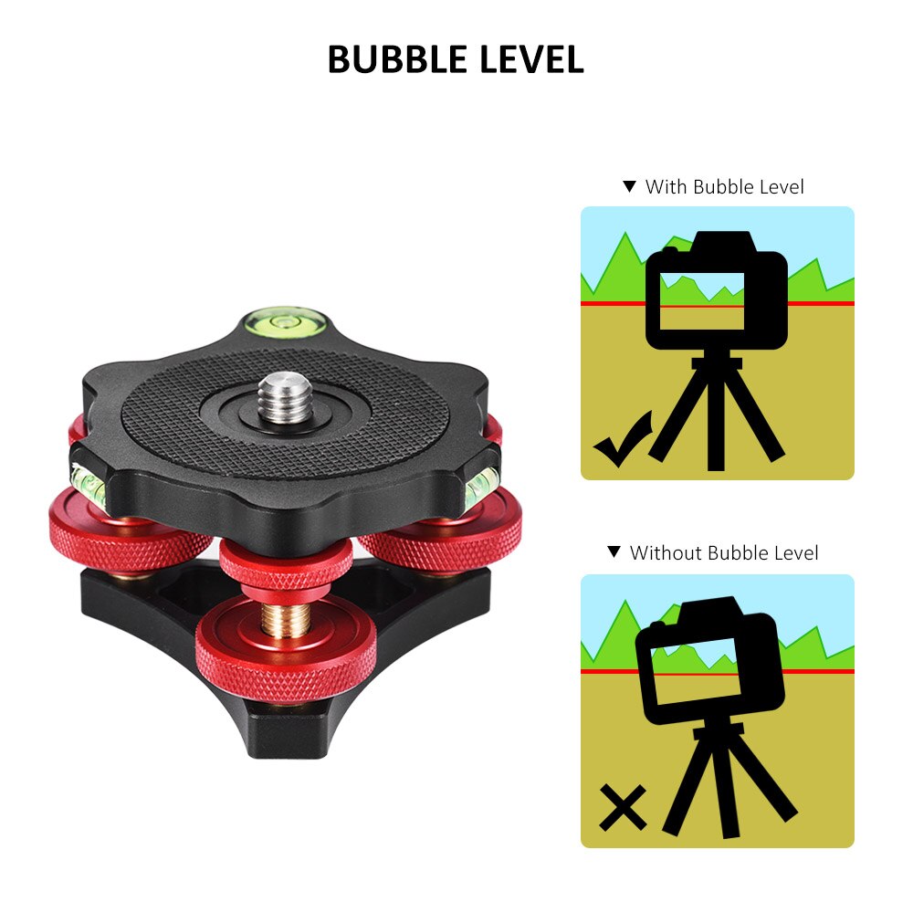Andoer LP-64 livellatore di precisione a tre ruote con Base di livellamento per treppiede con livella a bolla 3/8 "vite lega di alluminio Max. 15kg