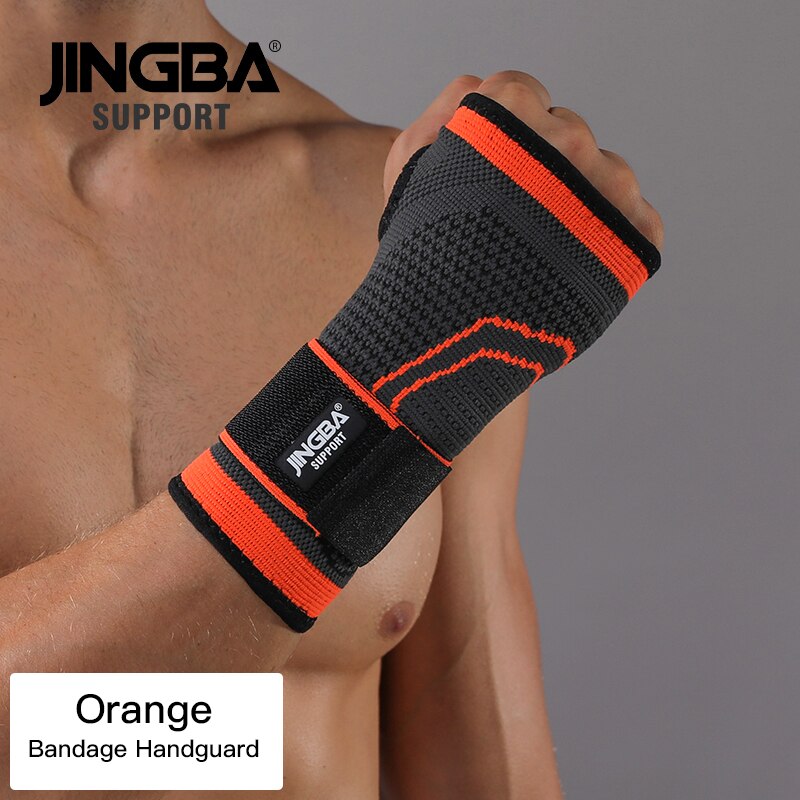 JINGBA UNTERSTÜTZUNG Neue 1PCS Nylon knie protector + armband Unterstützung + knöchel unterstützung + basketball knie pads Tennis badminton Klammer: Orange Bandage hand