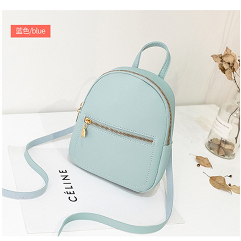 Vrouwen Mini Rugzak Faux Leer Rits Rugzak Reizen Handtas Meisjes Dames Leuke Schouder Boek Schooltas Effen Rits: Blauw