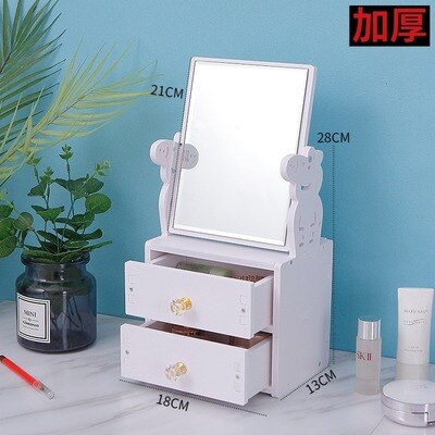 Mini skrivbords sminklåda med spegel kosmetisk förvaringslåda dressing spegel skönhetsspegel prinsessa flip bärbar liten spegel: A