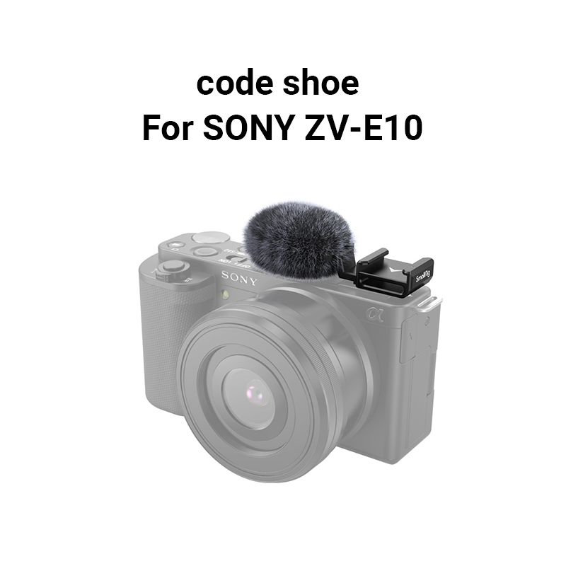 SmallRig-jaula de cámara Sony ZVE10 con mango de jaula de silicona, placa de liberación rápida Arca integrada, Kit de aparejo para Sony ZV-E10 3538: Cold Shoe Windshield