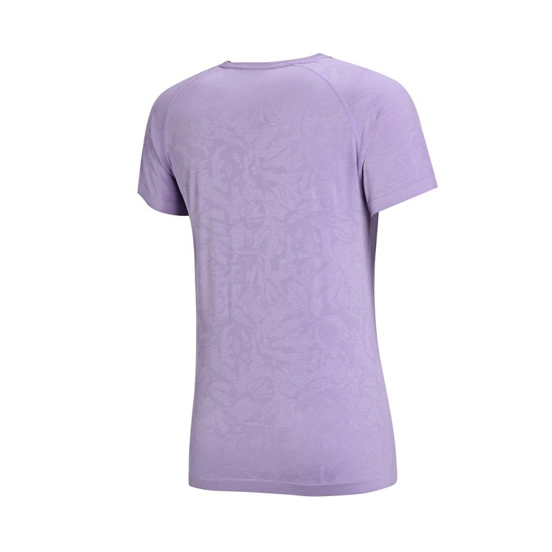361 Degrees Womens Training Short Sleeve T-Shirt Elastic O-Neck Slim Sports Tops (Purple) W562014102-1I