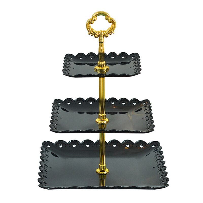 Afneembare Cake Stand Bruiloft Verjaardag Party 3 Tier Gebak Cupcake Fruitschaal Serveren Dessert Displasy Houder Europese Stijl: Black