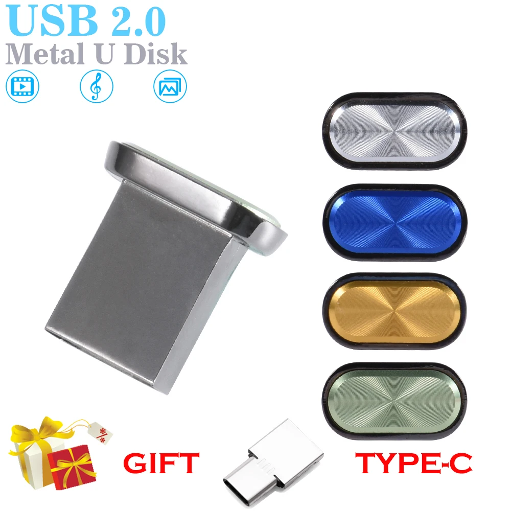 JASTER Super Mini USB Flash Drive 128GB Gratis TYPE-C Adapters Pen Drive 64GB 100% Echte Capaciteit Memory Stick 32GB Relatiegeschenk