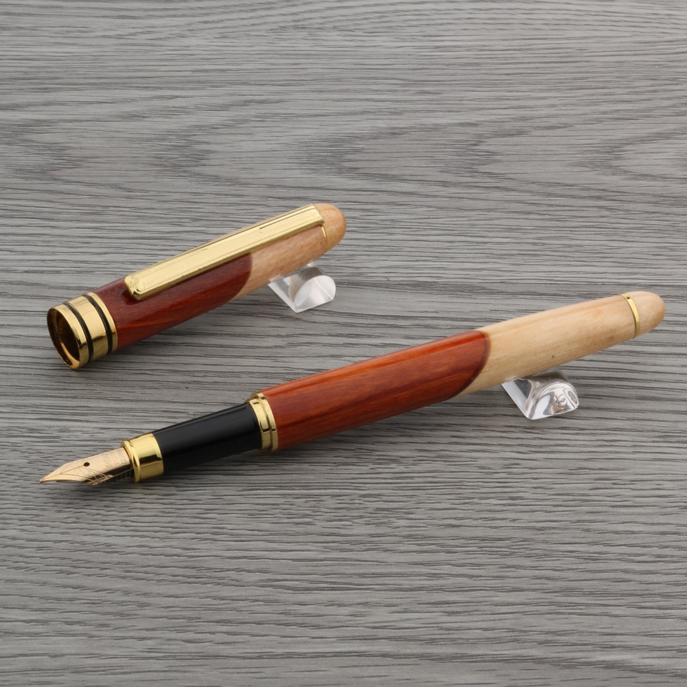 De lujo de rojo blanco pluma fuente de empalme de madera de lujo de oro M tinta bolígrafos de papelería de la Escuela de la Oficina suministros nuevos