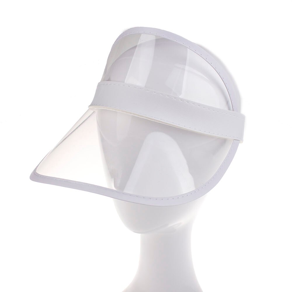 Zomer Pvc Hoed Effen Zonneklep Party Casual Hoed Clear Plastic Volwassen Vrouwen Dames Zonnebrandcrème Cap: WHITE