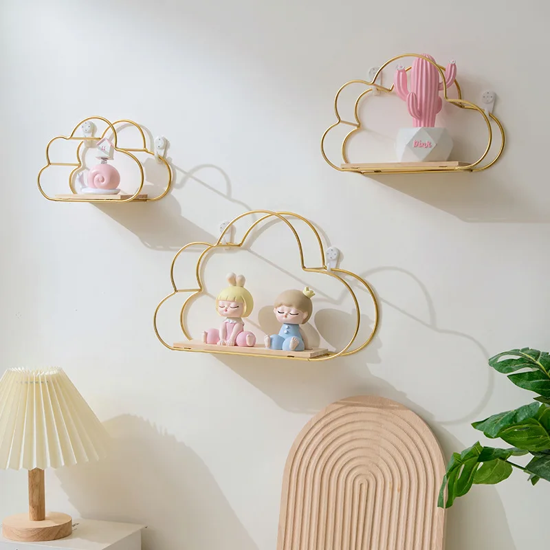 Kreative Wolke Eisen Regal Zauberstab Regal Holz Schindel nordisch Stil Dekoration freundlicher Zimmer Dekoration Anzeige-ständer