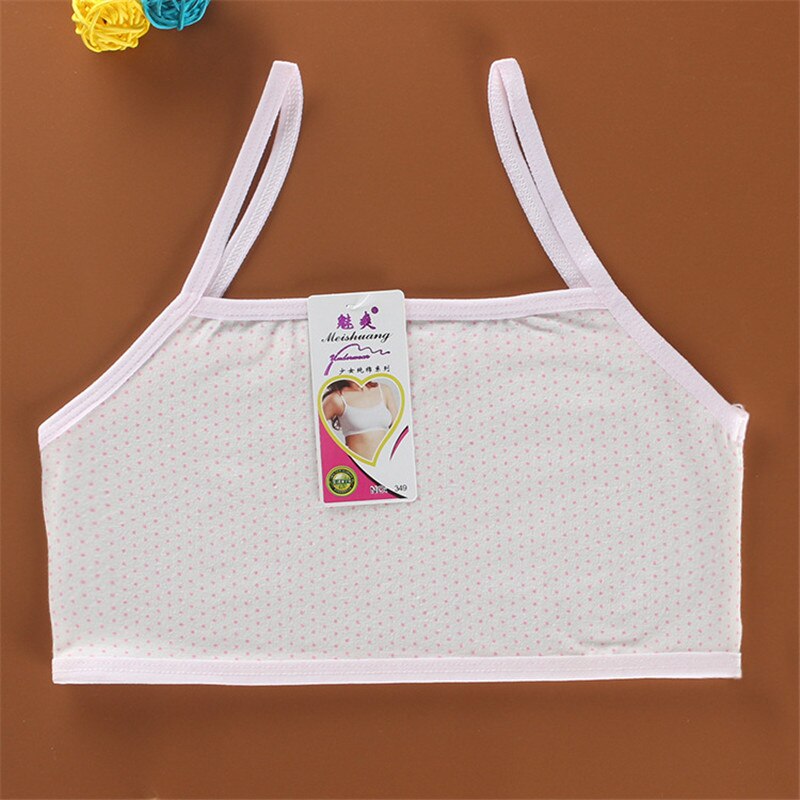 Jeunes filles coton Camisoles fille sous-vêtements impression dot gilet haut pour adolescents formation camisole: WHITE