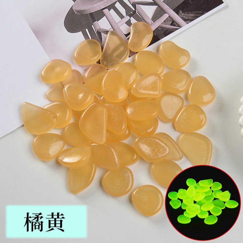 50 Pcs Stone Glow In The Dark Garden Aquarium Luminous Decor Pebbles Rocks for Walkways Garden Path Patio Lawn Garden Yard Decor: Orange