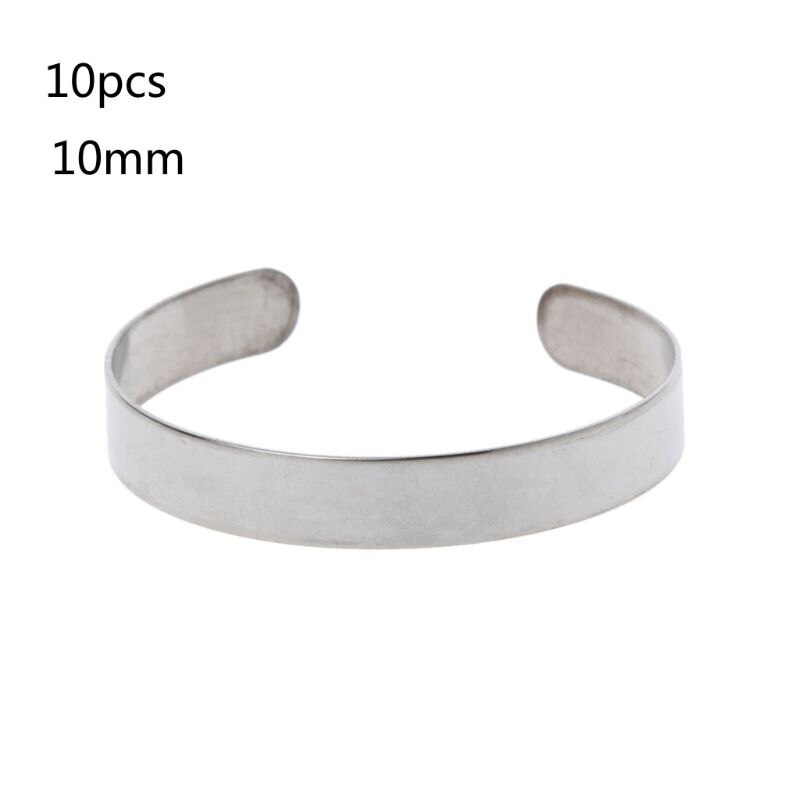 10Pcs Titanium Blank Stamping Bracelet DIY Leather Cuff Bangles Jewelry Making Blank Cuff Bracelet: 10mm