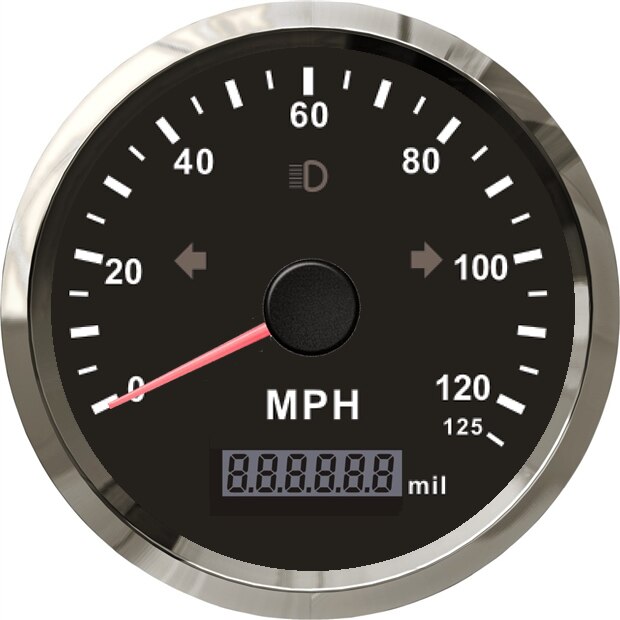 Waterproof 85mm GPS Speedometer 125/160/200(km/h/MPH) for Car Snowmobile Motorcycle ATV UTV Total Mileage Adjustable 12V 24V: 125M-BS