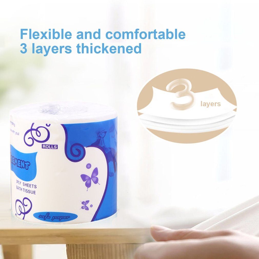 10 Rolls Standard 3-ply Toilet Paper Bulk Rolls Bath Tissue Household Bathroom Soft Paper Towel