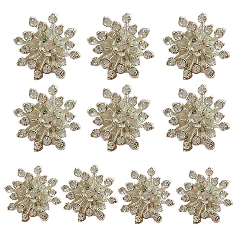 10 st rhinestone faux pärla snöflinga knappar flatback plätering diy hantverk dekor 2 xpc