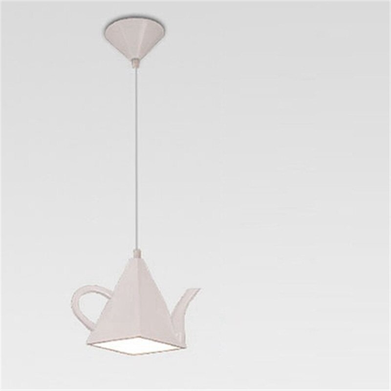 Moderne résine théière pendentif lumières thé tasse suspension lampe cuisine barre/café suspension lampe pour salle à manger décor éclairage Fixturess: white teapot