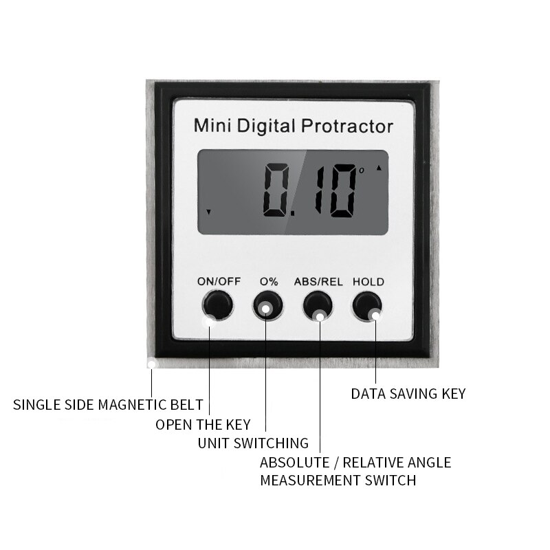 Stainless Steel Digital Inclinometer Single-sided Magnetic Mini Inclinometer Box Gradient Level Meter Tilt Angle Measuring Ruler