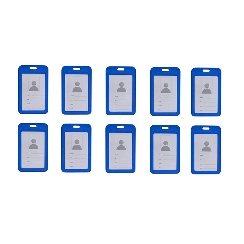 10Pc ID Holder with Neck Lanyard Strap ID Badge Holder Clear Waterproof ID Card Holder with 1 Credit Card Slot: Blue