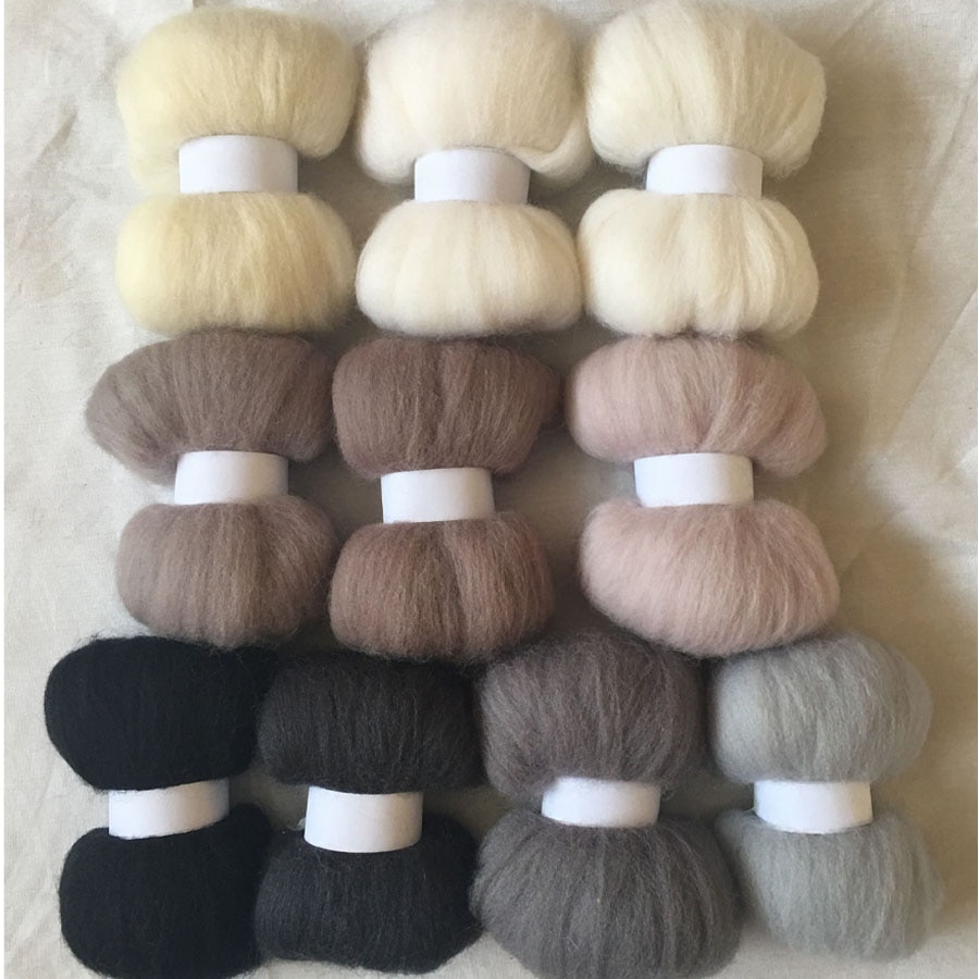 WFPFBEC 70 s wol voor naaldvilten merino vilt fiber wol roving 10g/kleur 10 kleuren totaal 100g wol