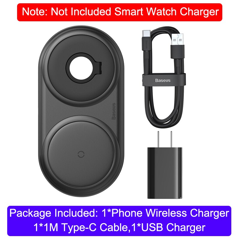 Baseus 2 in 1 senza fili caricabatterie pad per Mela Osservare 5 4 3 10W Multi-angolo di Ricarica Veloce per il iPhone 11 Airpods pro per Samsung S20: nero