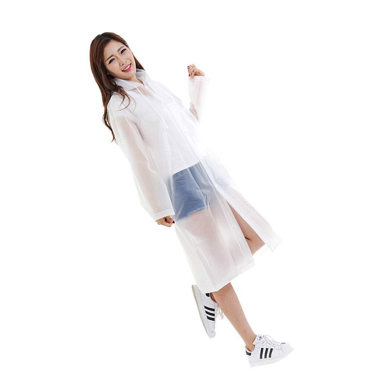 5 uds transparente reutilizable al aire libre impermeable Poncho impermeable EVA impermeable ropa impermeable con capucha y mangas para los adultos