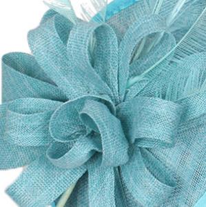 Imitation sinamay wedding bride hat red fascinators for women party dinner headpiece with hair aclip bridal headwear: turquoise
