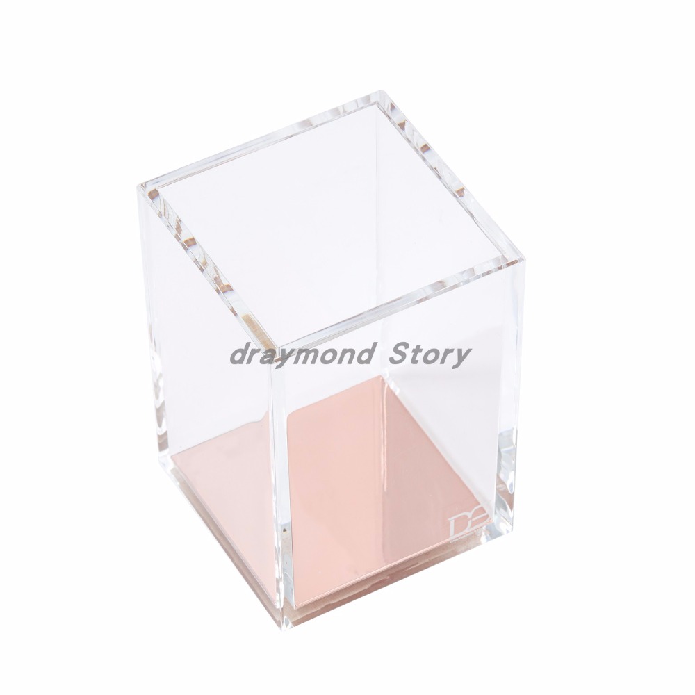 Premium Acryl Schaar & Rose Gold Potlood/Pen Bekerhouder Bureau Kit