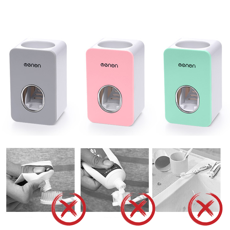 Wall Mounted Automatic Toothpaste Dispenser Stand Home Dust-proof Toothpaste Squeezers Lazy Bathroom Accessories Set