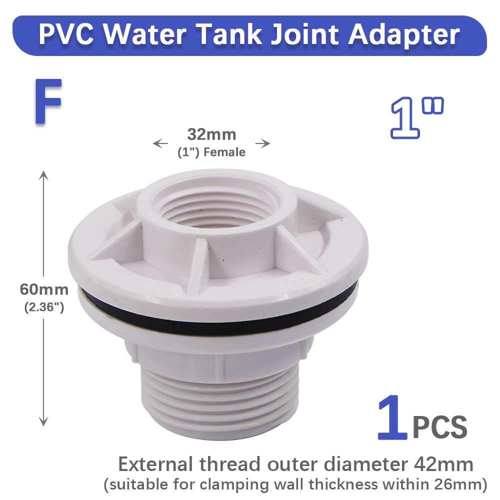 1/2" 3/4" 1" Water Tank Joint 304 Stainless Steel Filter Female Thread Seal Washer Garden Irrigation Aquarium Fish Tank Adapter: grey