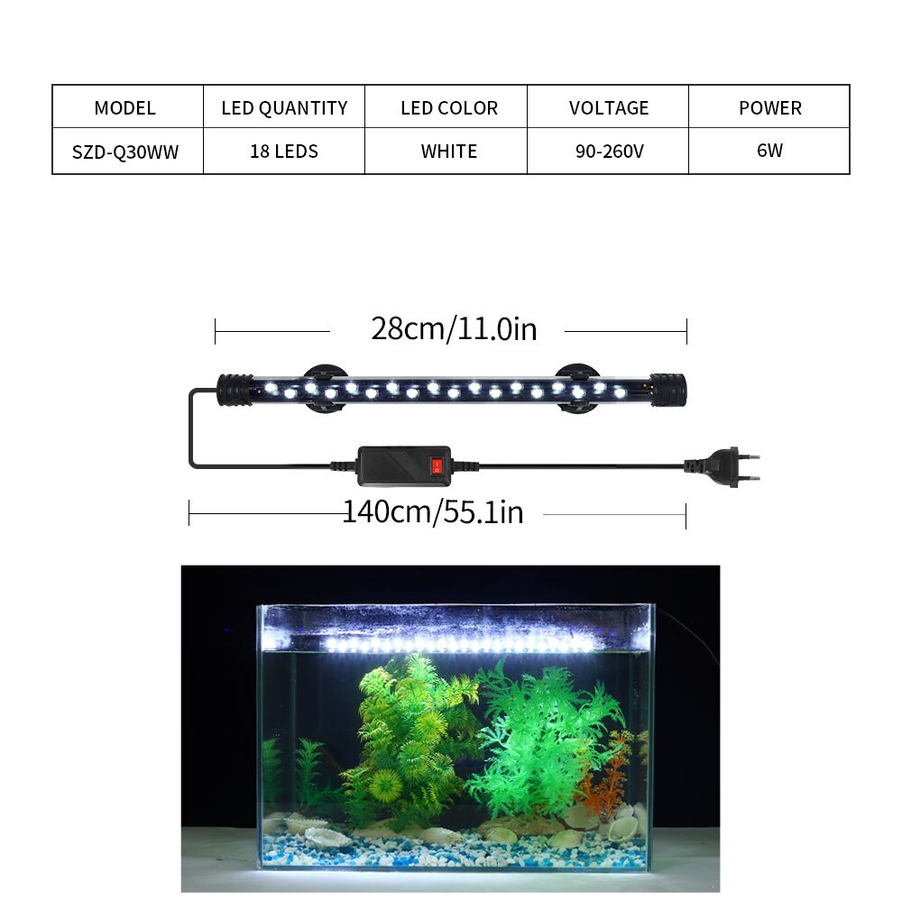 Zeven Masterrgb Aquarium Licht 18-57Cm Afstandsbediening Duiken Lamp Kleurrijke Lamp 90-260V Lamp Voor planten Aquarium Amfibische Gebruik: SZDQ30W