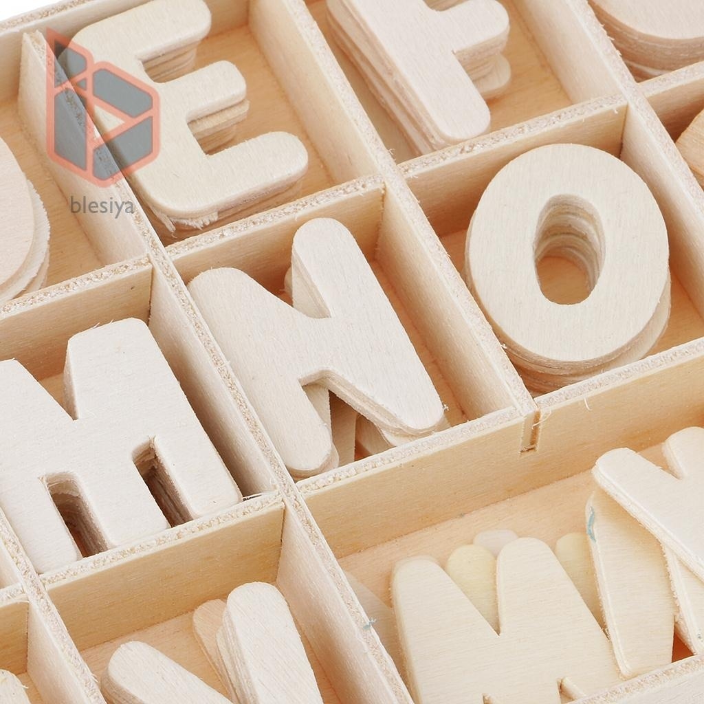 52Pcs Wooden English Lowercase Capital Letter Plates Arts Crafts DIY Decoration Kids Educational Toys for Children