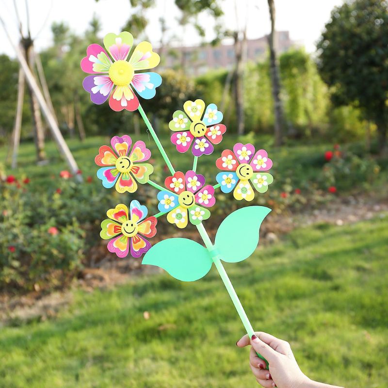 6 Rad Karikatur Windmühle Spielzeug Wirbel Wind Spinner Windrad Hof Garten Dekor M68E