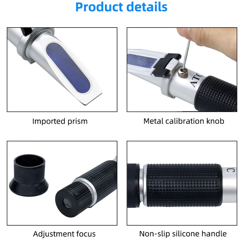 Refraktometer öl refraktometer brix 0-32% 1.000-1 .120 socker vört atc handhållet verktyg hydrometer socker meter refraktometer verktyg
