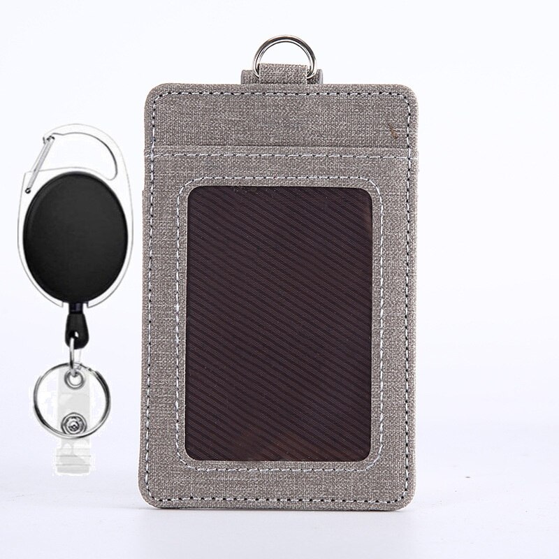 1 stks Intrekbare ID Badge Houder PU Leer Porte Bus Pass Case Cover Transparant Mannen vrouwen Bank Creditcardhouder kaarthouder: Wijn Rood