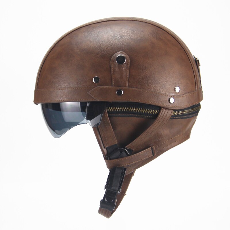Helm Rider Motorrijwiel Rider Half Open Gezicht Pu Lederen He... – Vicedeal