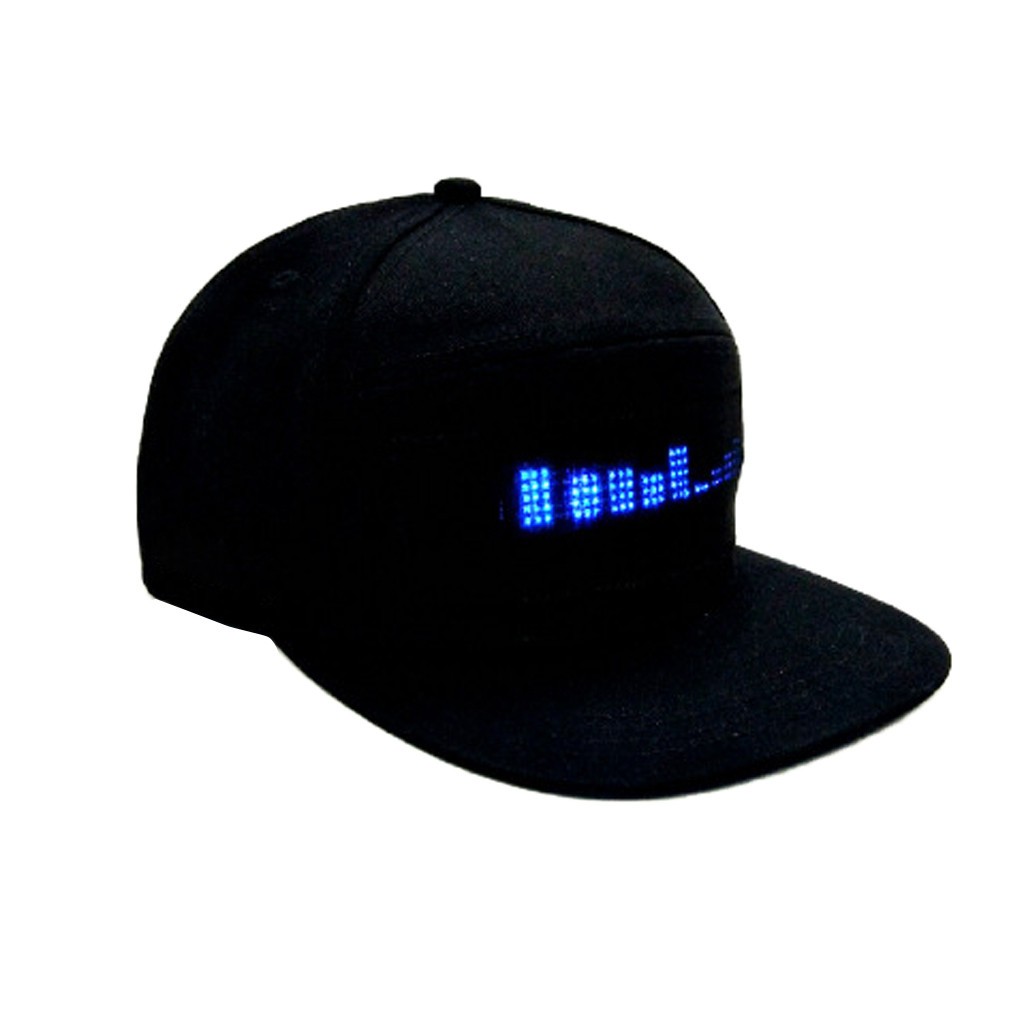 Hat LED Cool Hat with Screen Light waterproof Smartphone Controlled Baseball Cap For Men Women Mobile app control hat: Black 