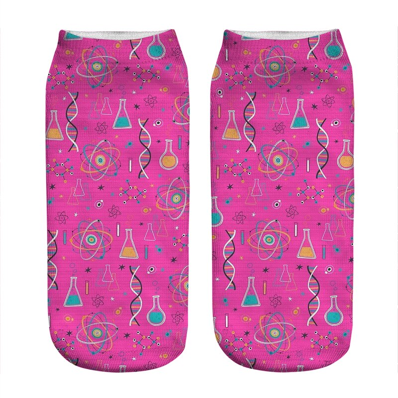 Chaussettes kawaii pour femmes, imprimé de chimie, incroyable, harajuku, drôle, nouveauté, mignonnes, pour filles,
