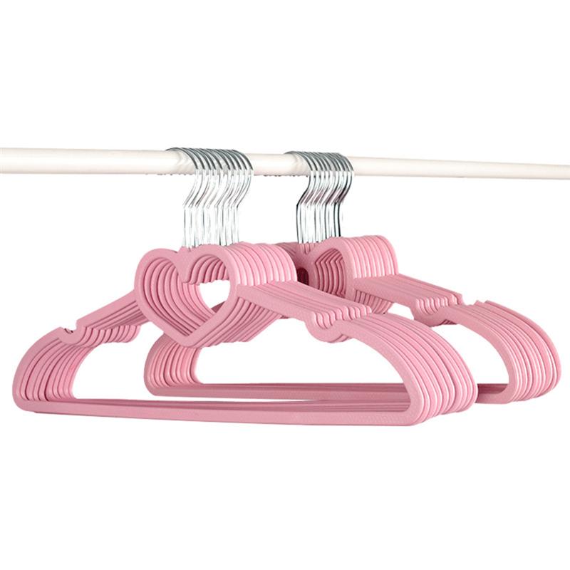 Clothes Hanger Durable ABS Heart Pattern Coat Hanger for Adult Children Clothing Hanging Supplies (Pink)